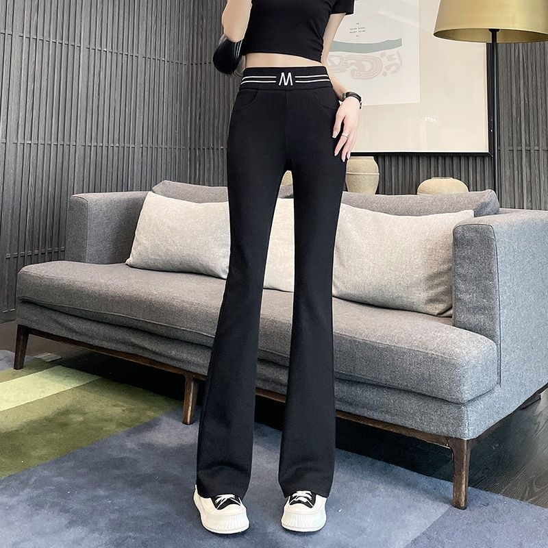 Micro-flare pants for women, autumn thin, 2024 high-waisted elastic super slim and drapey wide-leg straight pants