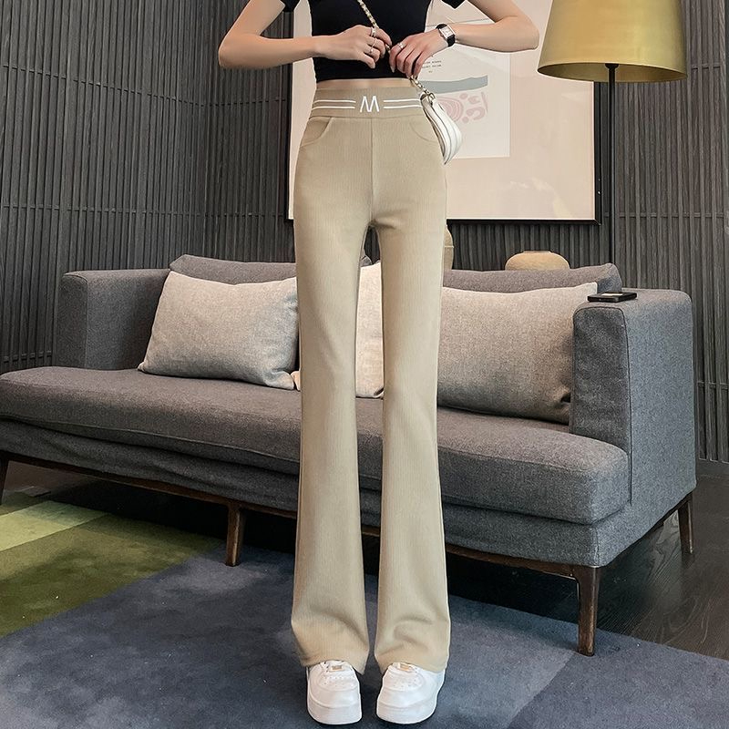 Micro-flare pants for women, autumn thin, 2024 high-waisted elastic super slim and drapey wide-leg straight pants