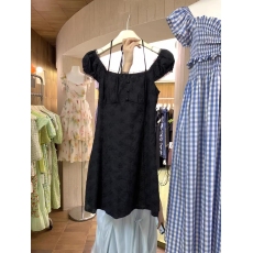 批发韩国东大门-2026年夏季新款白色短裙小个子法式仙女方领<b class='q'>连衣裙</b>女