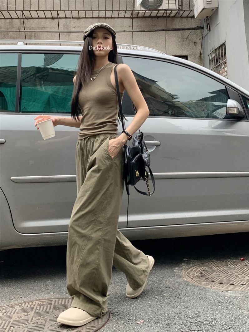 2024 new summer wide-leg pants trousers European and American street hot girl workwear drape loose casual pants for women