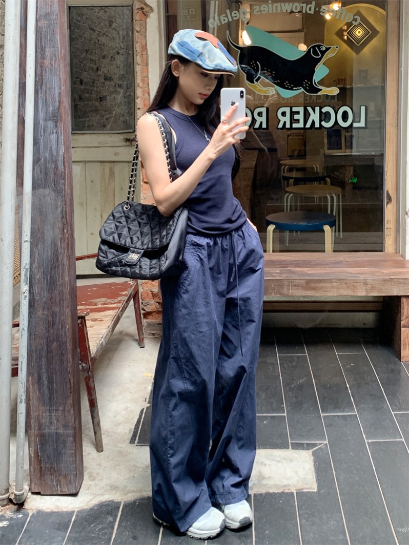 2024 new summer wide-leg pants trousers European and American street hot girl workwear drape loose casual pants for women