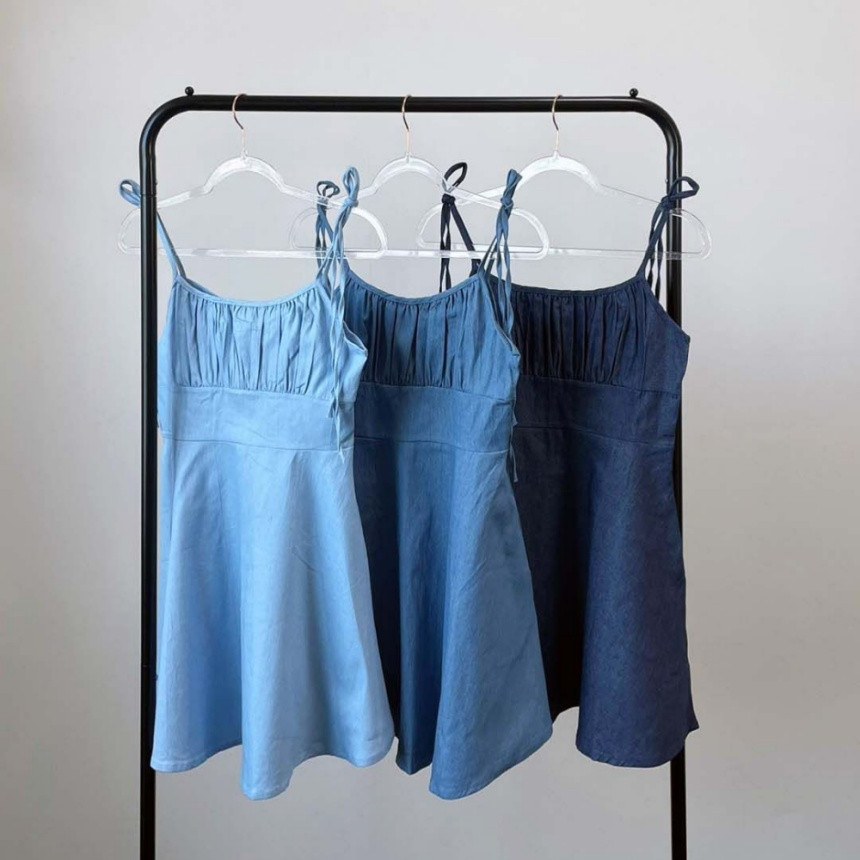 Pure lust style denim waist slimming suspender dress short skirt three colors