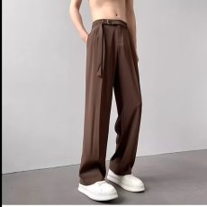 批发休闲西裤男<b class='q'>夏</b>季薄款潮流垂坠高级感直筒裤子高街痞帅黑色阔腿长裤