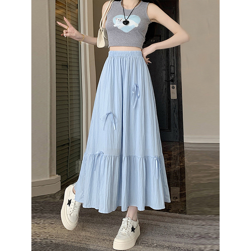 Tmall quality summer new bow skirt women's A-line long skirt