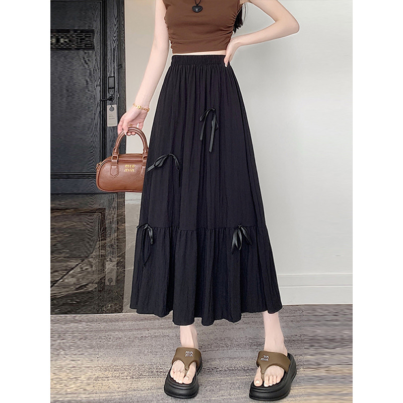 Tmall quality summer new bow skirt women's A-line long skirt