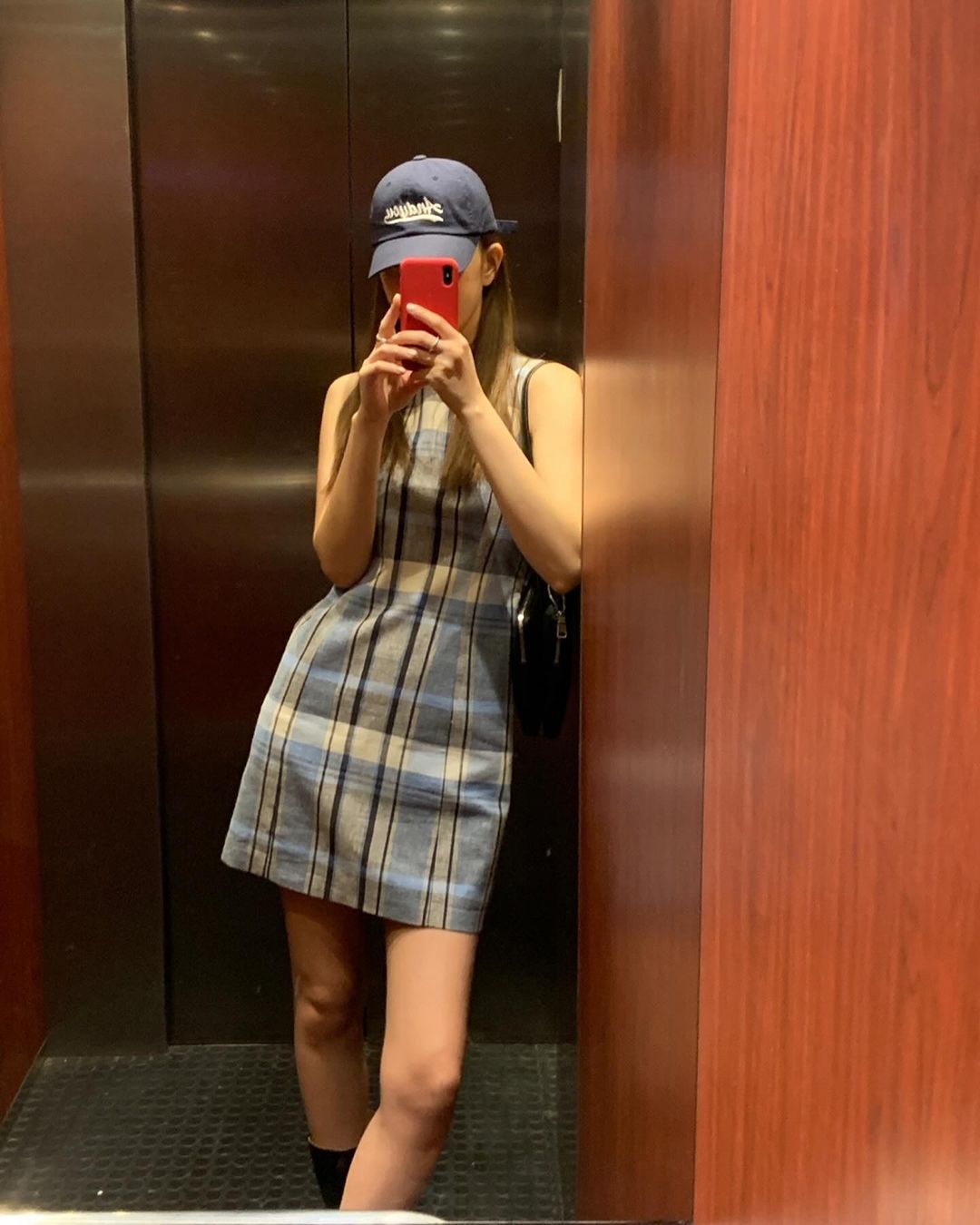 Plaid slim fit sleeveless dress