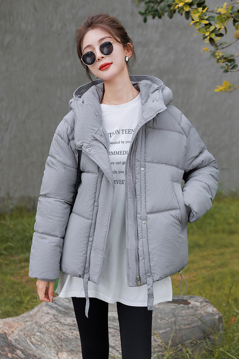 Real shot of down jacket for women 2024 new Korean version medium-length student cotton coat loose thickened cotton jacket warm jacket