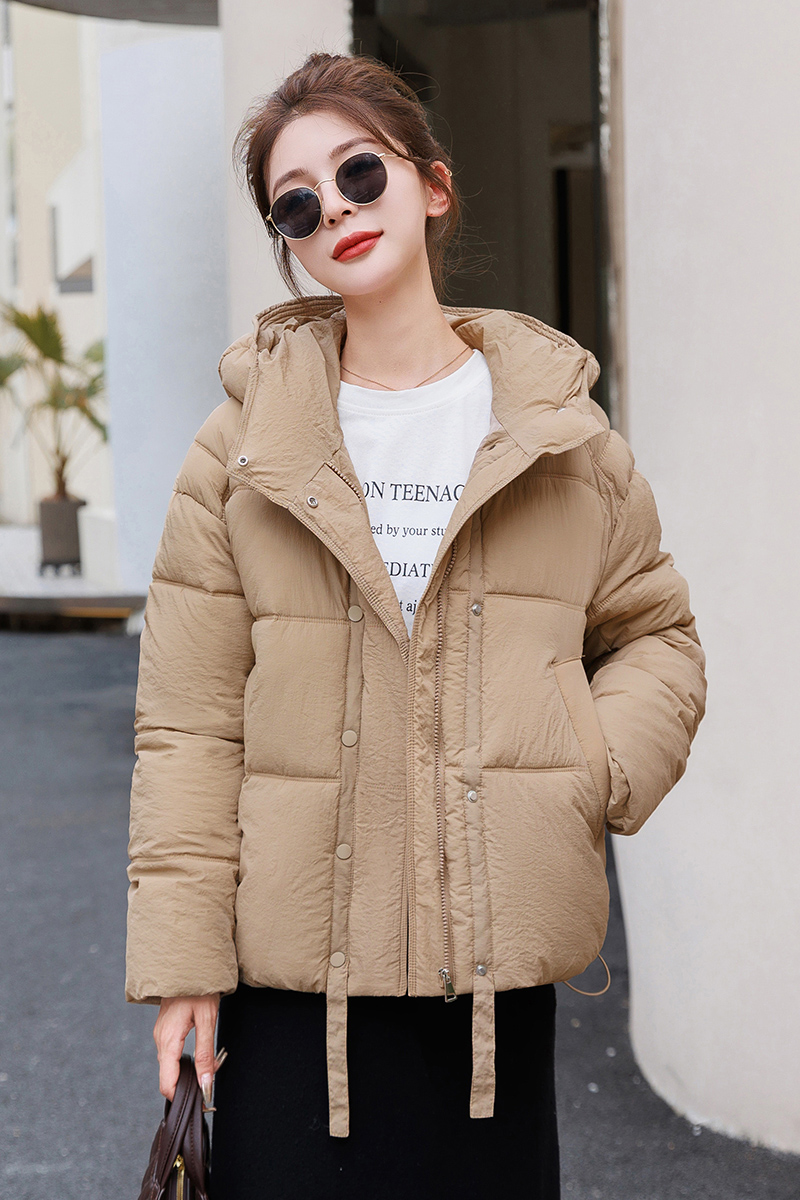 Real shot of down jacket for women 2024 new Korean version medium-length student cotton coat loose thickened cotton jacket warm jacket