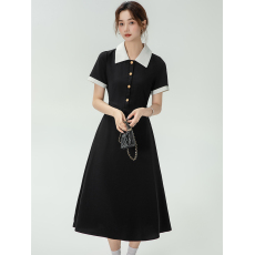 批发法式气质<b class='q'>长裙</b>高级感正式场合连衣裙女夏季黑色气质显瘦裙子