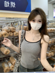 實拍 夏季修身純欲撞色帶胸墊顯瘦吊帶內搭背心上衣