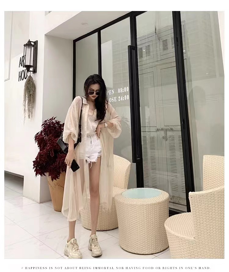 Super fairy sun protection clothing women's long shirt 2024 summer chiffon breathable ice silk light cardigan jacket sun protection clothing