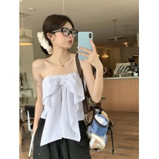 批发有货<b class='q'>实拍</b>！辣妹度假风蝴蝶结设计感内搭外穿抹胸露肩显瘦上衣女