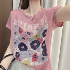 批发纯棉欧货圆领<b class='q'>花朵</b>短袖<b class='q'>T</b><b class='q'>恤</b>女士2026夏季新款爆款漂亮减龄显瘦上衣