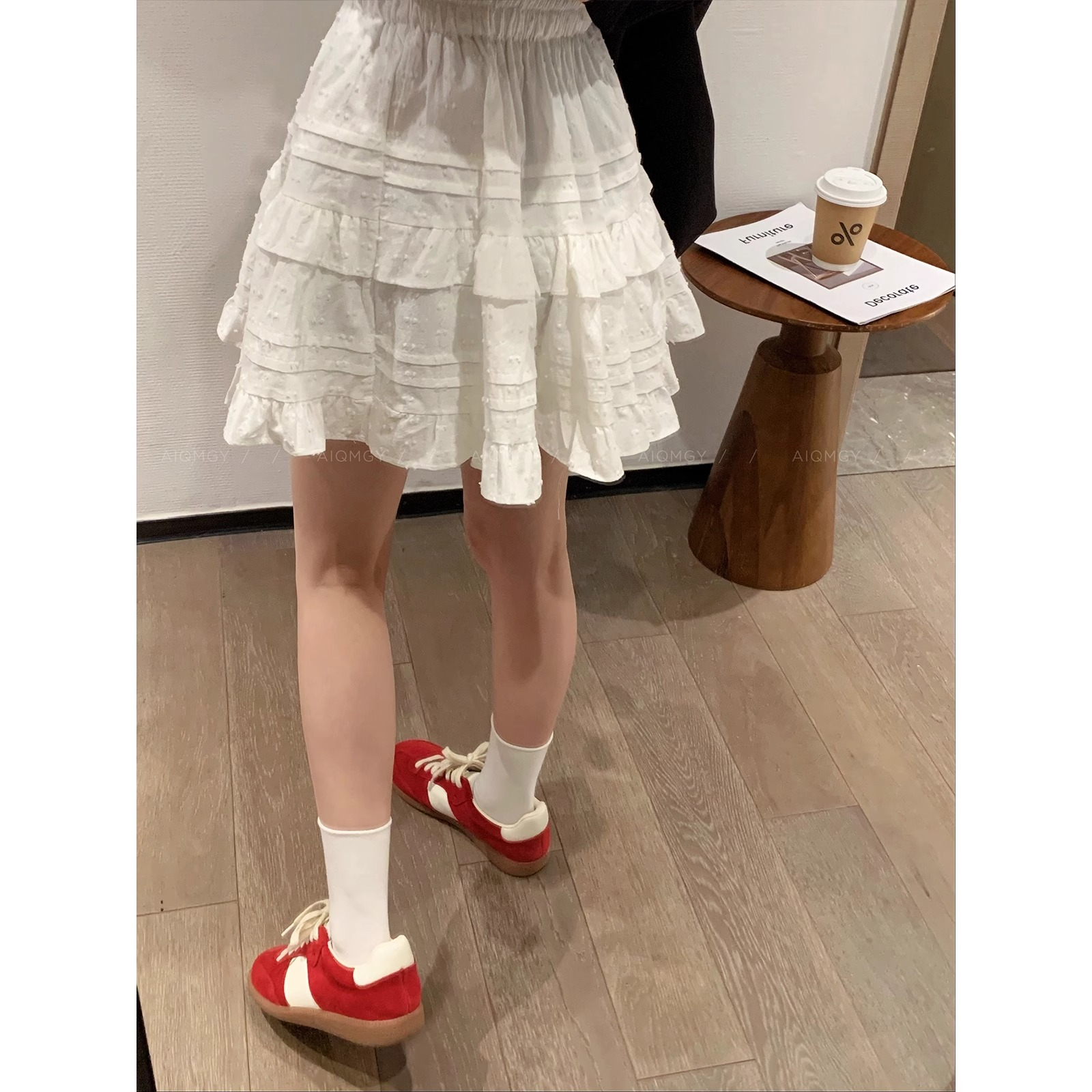 White Cake Skirt Women's 2024 Spring and Summer New High Waist Slim A-Line Skirt Short Skirt