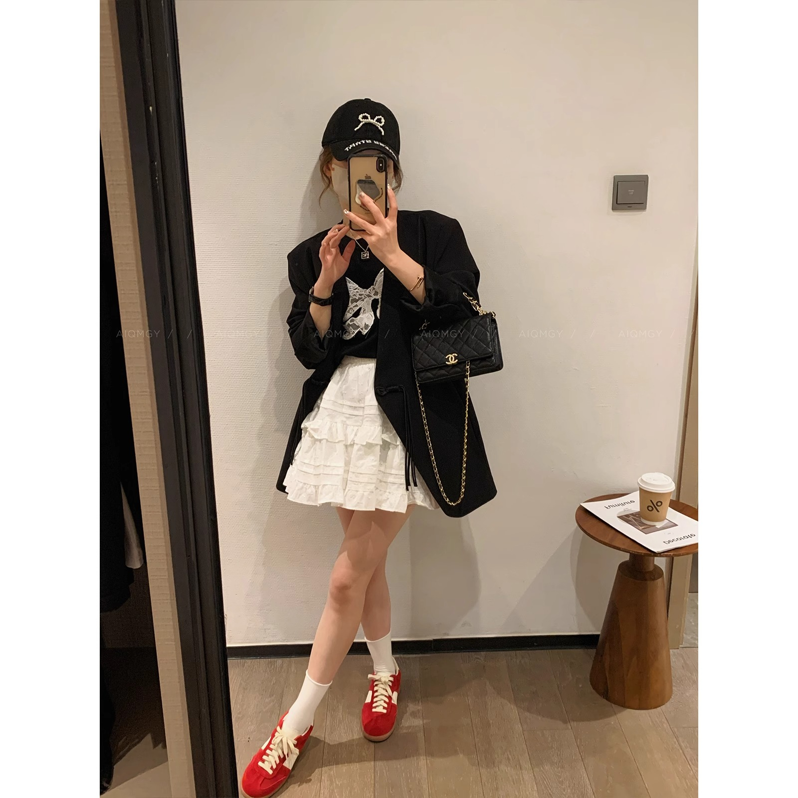 White Cake Skirt Women's 2024 Spring and Summer New High Waist Slim A-Line Skirt Short Skirt