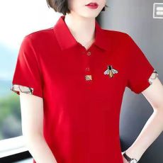 批发纯棉女士t恤短袖2026夏季<b class='q'>女装</b>新款宽松妈妈休闲时尚POLO领上衣女