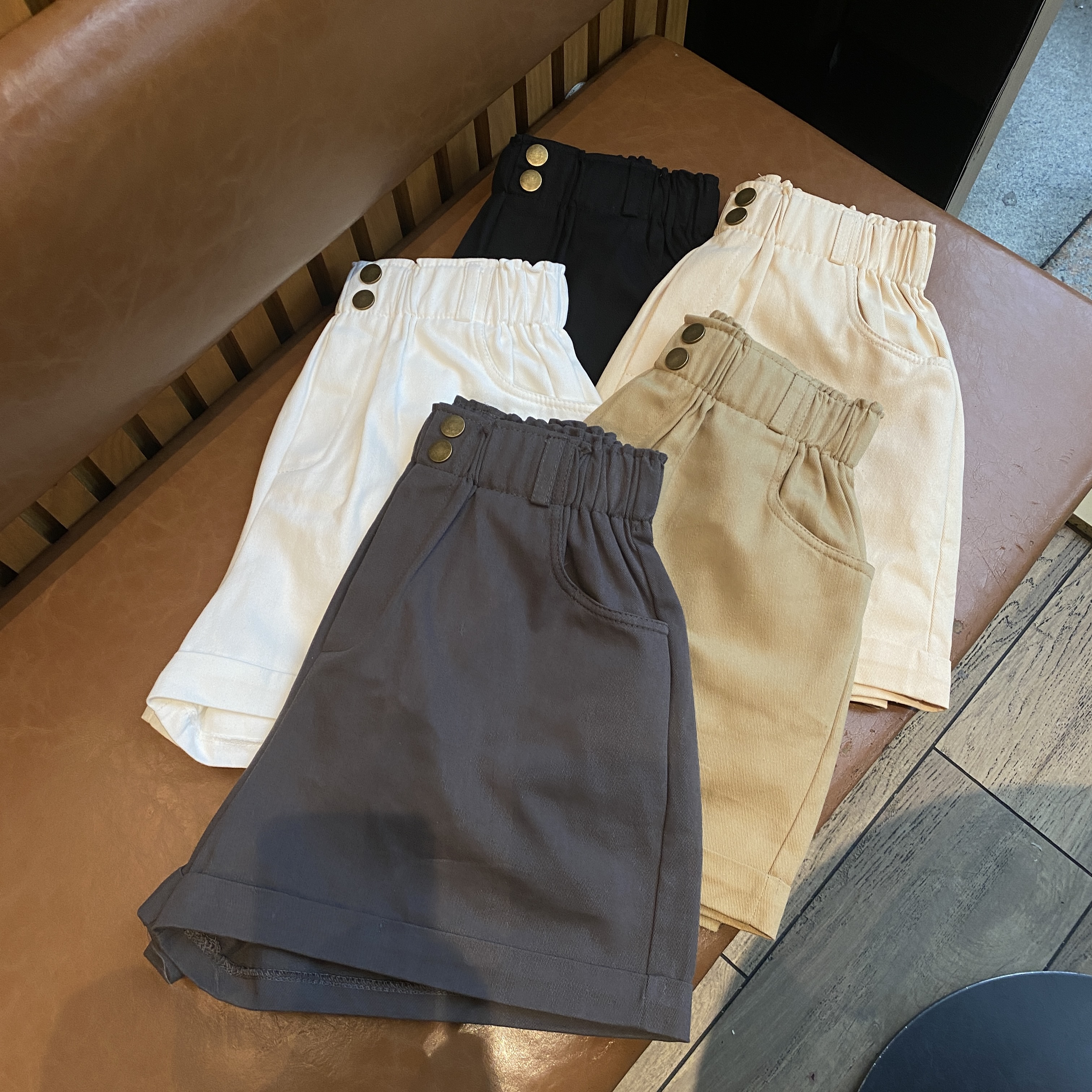 Real shot of high-waisted casual shorts for women in summer Korean version slimming solid color workwear versatile Internet celebrity wide-leg pants