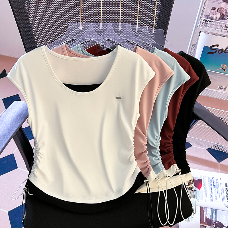 PF13500# 实拍设计感小众假两件短袖t恤女2024年夏季新款修身显瘦...
