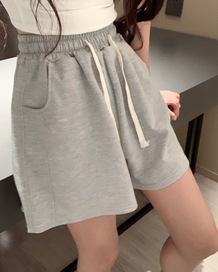 Real shot~Versatile high-waisted slimming A-line pants, loose and small drawstring shorts, women's hot pants, summer casual pants