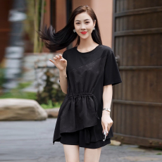 批发夏季新款大码女装短袖T恤时尚胖MM宽松显瘦洋气减龄遮肚子上衣女