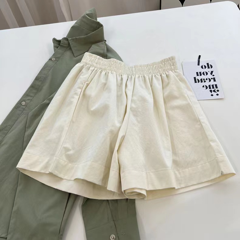 Pure cotton summer versatile high-waist Korean style loose casual straight a-line waist hot pants