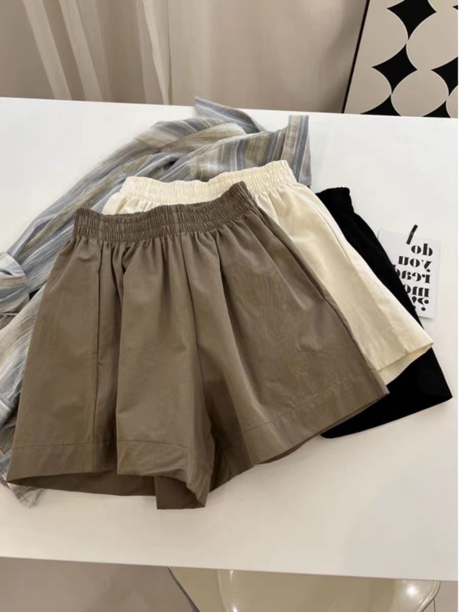 Pure cotton summer versatile high-waist Korean style loose casual straight a-line waist hot pants