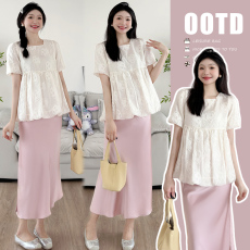 2026实拍法式提花可爱俏皮感孕妇娃娃衫