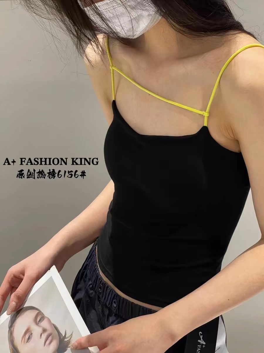 新款韩版辣妹带胸垫吊带背心女夏内搭外穿美背文胸一体内衣打底