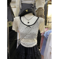 批发2024时尚夏季新款净色波点甜美气质显瘦百搭两件套韩版减龄上衣女