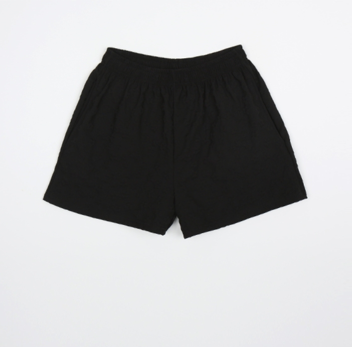 Summer Korean cute solid color three-dimensional jacquard small flower texture straight shorts for women with elastic waist and loose Japanese style