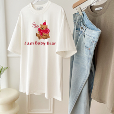 批发～MMT韩国东大门2024春夏新款简约圆领印花纯棉短袖t恤上衣女