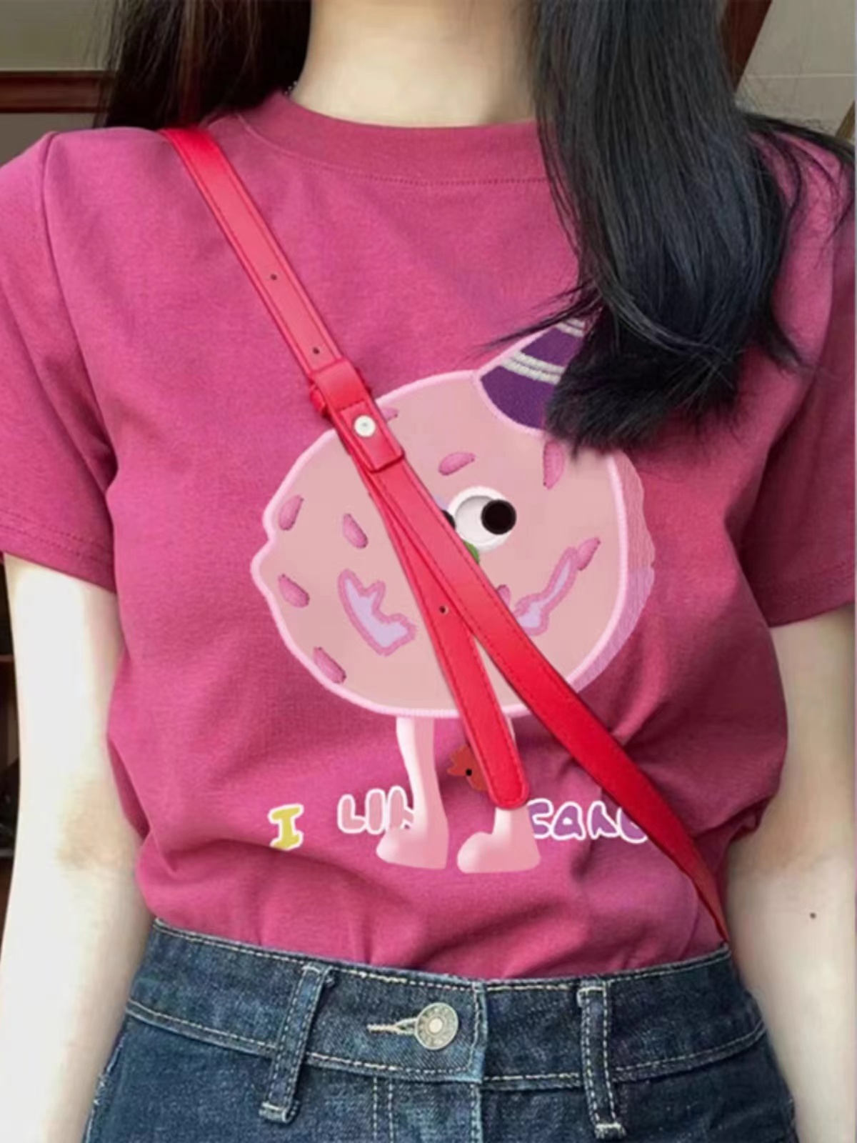 PF13803#短袖t恤女夏2024新款韩系减龄通勤风趣味字母印花上衣小众...
