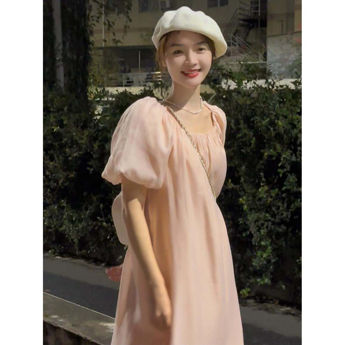 Gentle Fairy Dress Summer New Women's Korean Style Round Neck Waist Design Slim Commuting Long Dress Summer