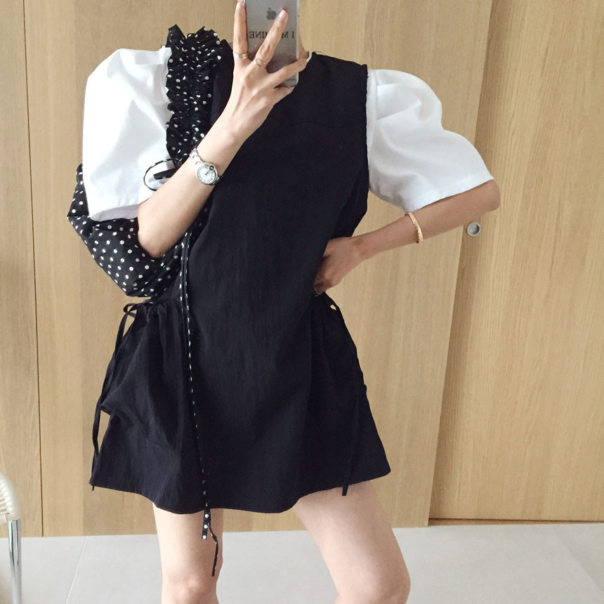 Korean style summer sleeveless big pocket dress