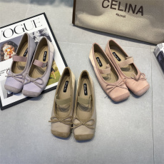 批发法式晚晚风温柔鞋浅口方头蝴蝶结一字带软底芭蕾舞鞋孕妇单鞋女<b class='q'>夏</b>