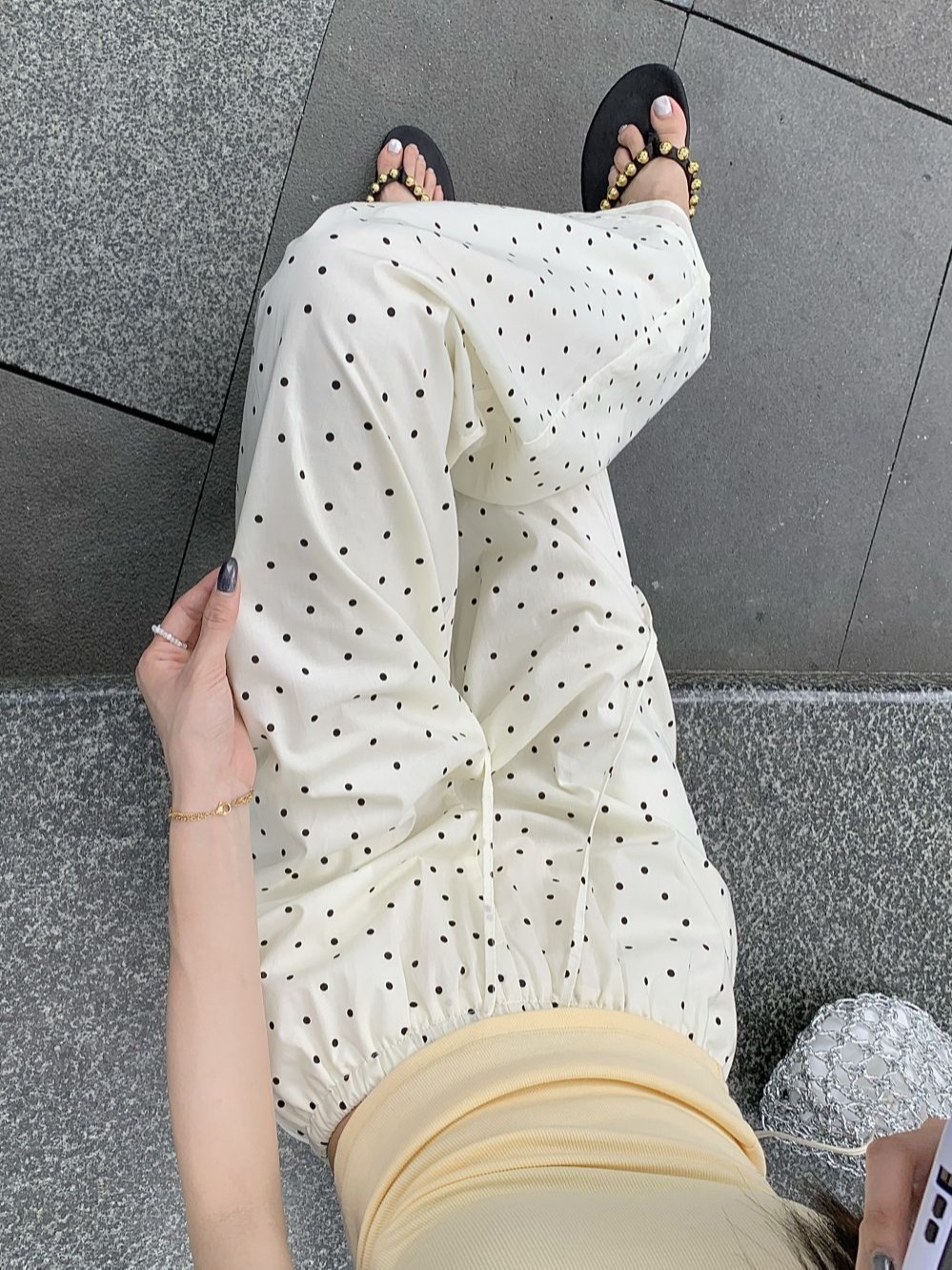 Actual shot~Slim waist cotton and linen wide-leg pants casual women's summer thin sunscreen straight floor-length trousers