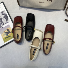 批发法式复古亮片方头玛丽珍平底鞋女鞋子2024年新款仙女风芭蕾舞单鞋