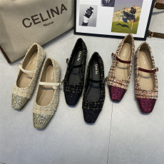 批发法式复古亮片方头玛丽珍平底鞋女鞋子2024年新款仙女小香风单鞋