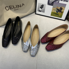 批发法式复古亮片方头玛丽珍平底鞋女鞋子2024年新款仙女小香风单鞋