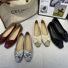 批发法式复古亮片方头玛丽珍平底鞋女鞋子2024年新款仙女小香风单鞋