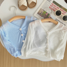 批发2024女童<b class='q'>夏</b>季外套薄款透气外穿防晒衣宝宝<b class='q'>夏</b>装纯色儿童开衫上衣