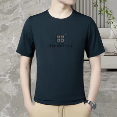 批发夏季新款圆领套头短袖t恤男中年<b class='q'>商务</b>休闲薄款冰丝爸爸装打底T恤