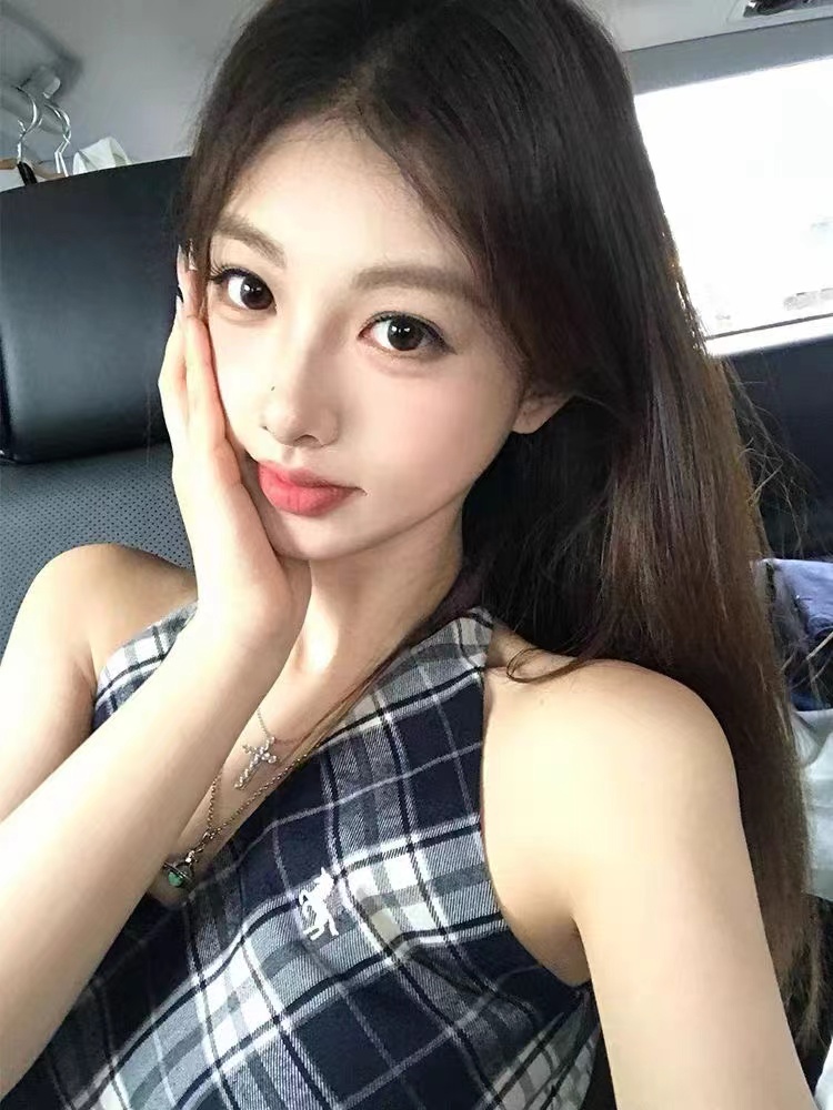 NIMOWANG 6.15/20:00 Showa girl hot girl plaid bow sleeveless A-line tank top