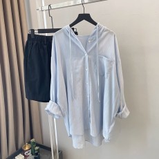 批发3309连帽衬衫女宽松高级感休闲百搭冰丝防晒衫衬衣外穿防嗮上衣