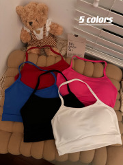 Real shot of summer camisole sports wrap chest fixed cup bra beautiful back anti-exposure tube top for women