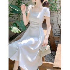 批发生日可穿白色法式连衣裙气质高级感日常<b class='q'>伴娘</b>领证订婚小<b class='q'>礼服</b>裙子女