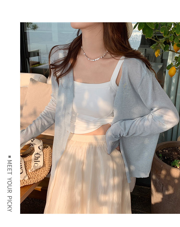 Sun protection cardigan jacket for women 2024 new shawl summer outer blouse thin ice silk sweater air-conditioning shirt