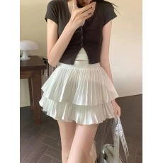 批发实价小个子百褶蛋糕<b class='q'>短裙</b>A字半裙女夏白色裙纯欲性感蓬蓬裙半身裙