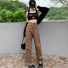批发欧美风工装<b class='q'>裤</b>女高腰复古直筒<b class='q'>裤</b>2024新款美式街头<b class='q'>大</b>口袋个性休闲<b class='q'>裤</b>