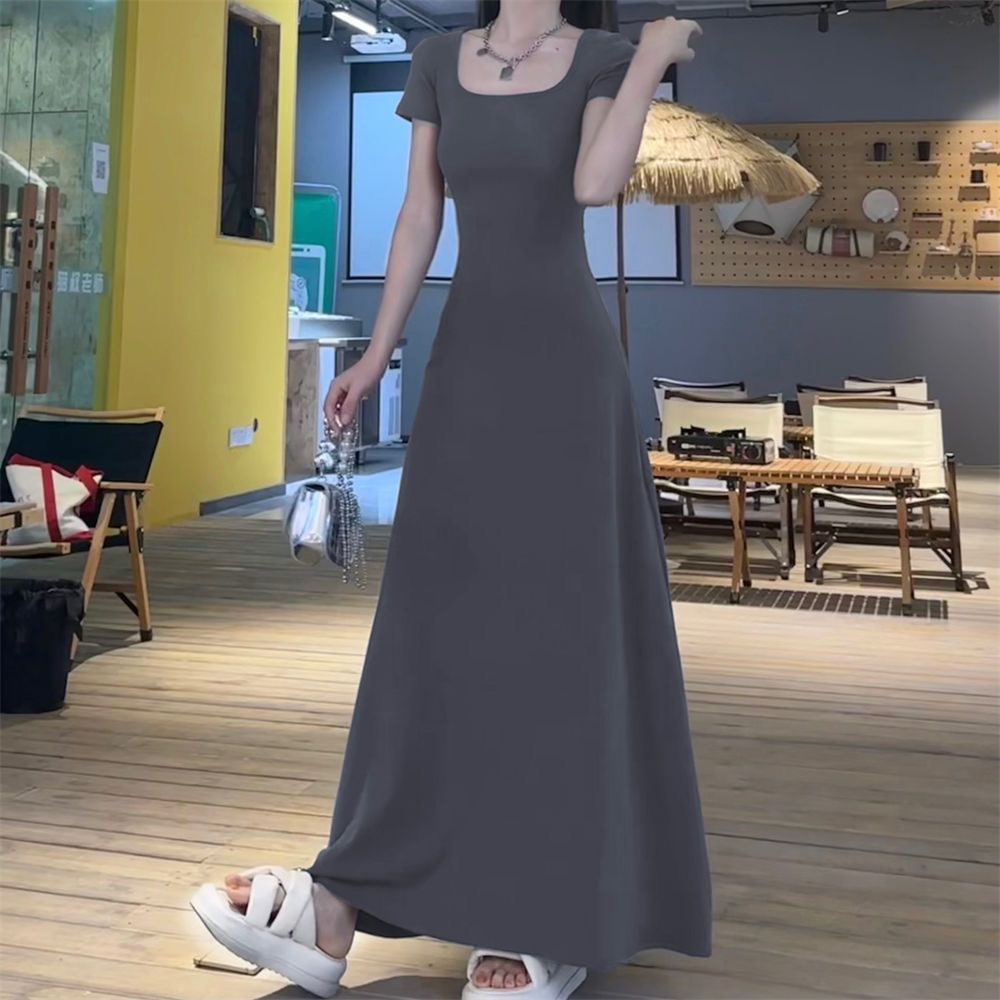 French temperament waist dress for women summer 2024 new small high-end exquisite pear-shaped figure long skirt